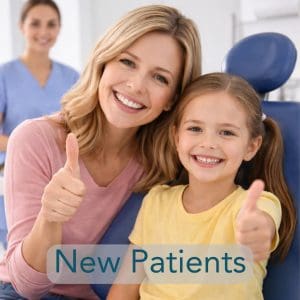 Mother and daughter giving thumbs up at Merry Dental Hub — new patients of all ages welcome in Wylie TX 75098